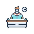 Color illustration icon for Learning, educate and work