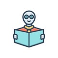 Color illustration icon for Learning, education and study