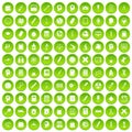 100 learning icons set green Royalty Free Stock Photo