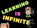 learning is infinite quote, wallpaper, positive quote