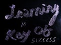 learning is key of success sentence presented on chalkboard concept Royalty Free Stock Photo