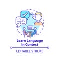 Learning language in context concept icon