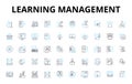 Learning management linear icons set. Education, Curriculum, Assessment, Collaboration, Pedagogy, E-learning, Curriculum