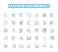 Learning management linear icons set. Education, Curriculum, Assessment, Collaboration, Pedagogy, E-learning, Curriculum