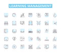 Learning management linear icons set. Education, Curriculum, Assessment, Collaboration, Pedagogy, E-learning, Curriculum