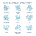 Learning management system blue concept icons set Royalty Free Stock Photo