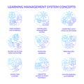 Learning management system blue gradient concept icons set Royalty Free Stock Photo