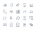 learning management system outline icons collection. LMS, Courseware, eLearning, Pedagogy, Training, Classes, Assessment