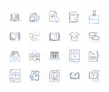 learning management system outline icons collection. LMS, Courseware, eLearning, Pedagogy, Training, Classes, Assessment