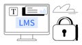 Learning Management System with Secure Access Emphasized by Lock and Digital Elements Royalty Free Stock Photo