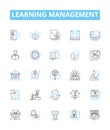 Learning management vector line icons set. Education, Training, Courseware, E-learning, System, Technology, Platform