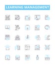Learning management vector line icons set. Education, Training, Courseware, E-learning, System, Technology, Platform