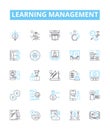 Learning management vector line icons set. Education, Training, Courseware, E-learning, System, Technology, Platform