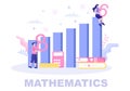 Learning Mathematics of Education and Knowledge Background Cartoon Vector Illustration. Science, Formula or Basic Math