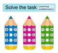 Learning mathematics. Mathematical puzzle game for kids. Number range up to 10