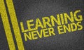 Learning Never Ends written on the road Royalty Free Stock Photo