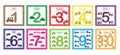 Learning numbers, mathematics with cars transport. Flash cards with numbers from 1 to 10, set. Game for children Royalty Free Stock Photo