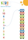 Learning numbers worksheet. Math worksheet match the right answer.