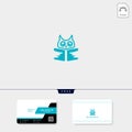 learning owl book logo template vector illustration, free business card design template Royalty Free Stock Photo