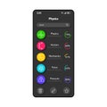 Learning physics smartphone interface vector template. Mobile app page black design layout. School subject screen. Flat