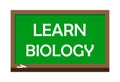 Learn biology write on green board. Vector illustration.