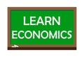 Learn economics write on green board. Vector illustration.