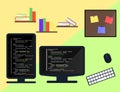 Learning Programming and coding concept, website development, Web Design. Flat Illustration Royalty Free Stock Photo