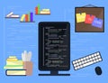 Learning Programming and coding concept, website development, Web Design. Flat Illustration Royalty Free Stock Photo