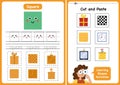 Learning shapes activity page - Square. Geometric shapes worksheets for kids Royalty Free Stock Photo