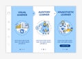 Learning styles types onboarding vector template Royalty Free Stock Photo