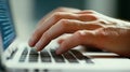 Learning to Code: Closeup of Hand Typing on Laptop Keyboard, Tech Education and Training Concept with Copy Space, Online Royalty Free Stock Photo
