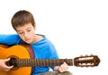 Learning to play acoustic guitar Royalty Free Stock Photo