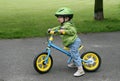 Learning to ride on a first bike Royalty Free Stock Photo