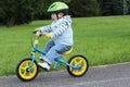 Learning to ride on a first bike Royalty Free Stock Photo