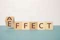 Learning to use proper grammar, Flipping one wooden cube to change the word Affect to Effect Royalty Free Stock Photo