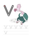 Funny vulture and letters V