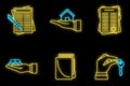 Lease agreement icons set vector neon