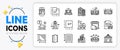 Lease contract, Building and Square area line icons. For web app. Vector