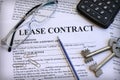 Lease contract with keys and glasses