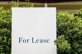 For lease sign on a white display outside of a house in Australia. Investment property real estate concept Royalty Free Stock Photo