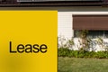 For lease sign on a yellow display Royalty Free Stock Photo