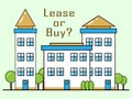 Lease Versus Buy Building Showing Pros And Cons Of Leasing - 3d Illustration