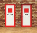 Lease Versus Buy Doorway Showing Pros And Cons Of Leasing - 3d Illustration