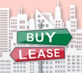 Lease Vs Buy Signpost Depicting Mortgage To Buy Property Versus Renting - 3d Illustration