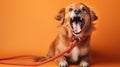 A happy dog holds a pet leash, eager for a walk, embodying the joy of companionship and adventure. Ai Generated Royalty Free Stock Photo