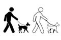 Leashed Dogs icon, a man holding a dog on a leash Royalty Free Stock Photo
