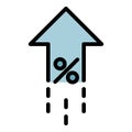 Leasing percent rate up icon color outline vector