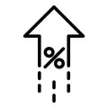 Leasing percent rate up icon, outline style