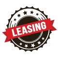 LEASING text on red brown ribbon stamp