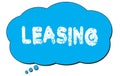 LEASING text written on a blue thought bubble